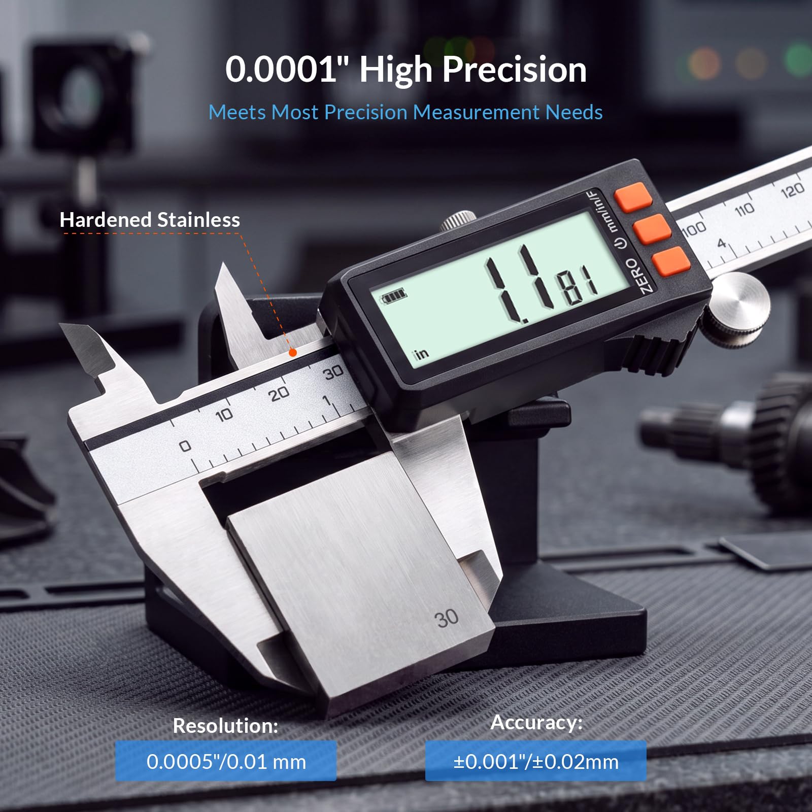 Calibrador digital recargable con pantalla de alimentación, micrómetro digital HARDELL de 6 pulgadas con pantalla LCD grande, apagado automático, herramienta de medición de calibrador con conversión