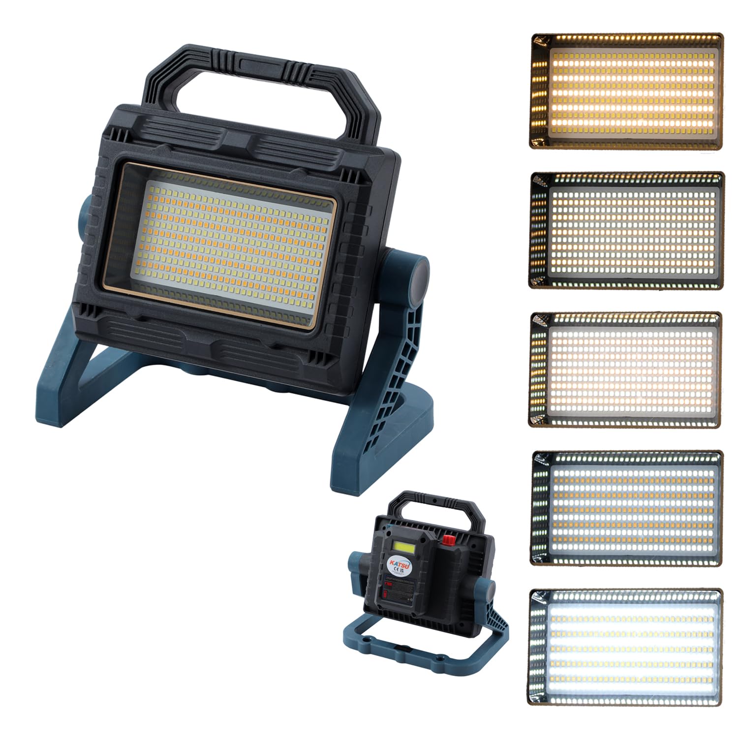 KATSU 50W LED Work Light, Adjustable Lighting Modes 9000mAh Battery Powered 5000LM Floodlight, 360° Rotatable Portable Waterproof Outdoor Emergency Light, for Job Site Garage Car Repairing Camping