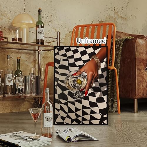 Miniatura 5 de Lienzo decorativo para pared de niña negra, póster moderno de Martini Y2K para mujeres afroamericanas, impresión de carrito de cóctel, pintura