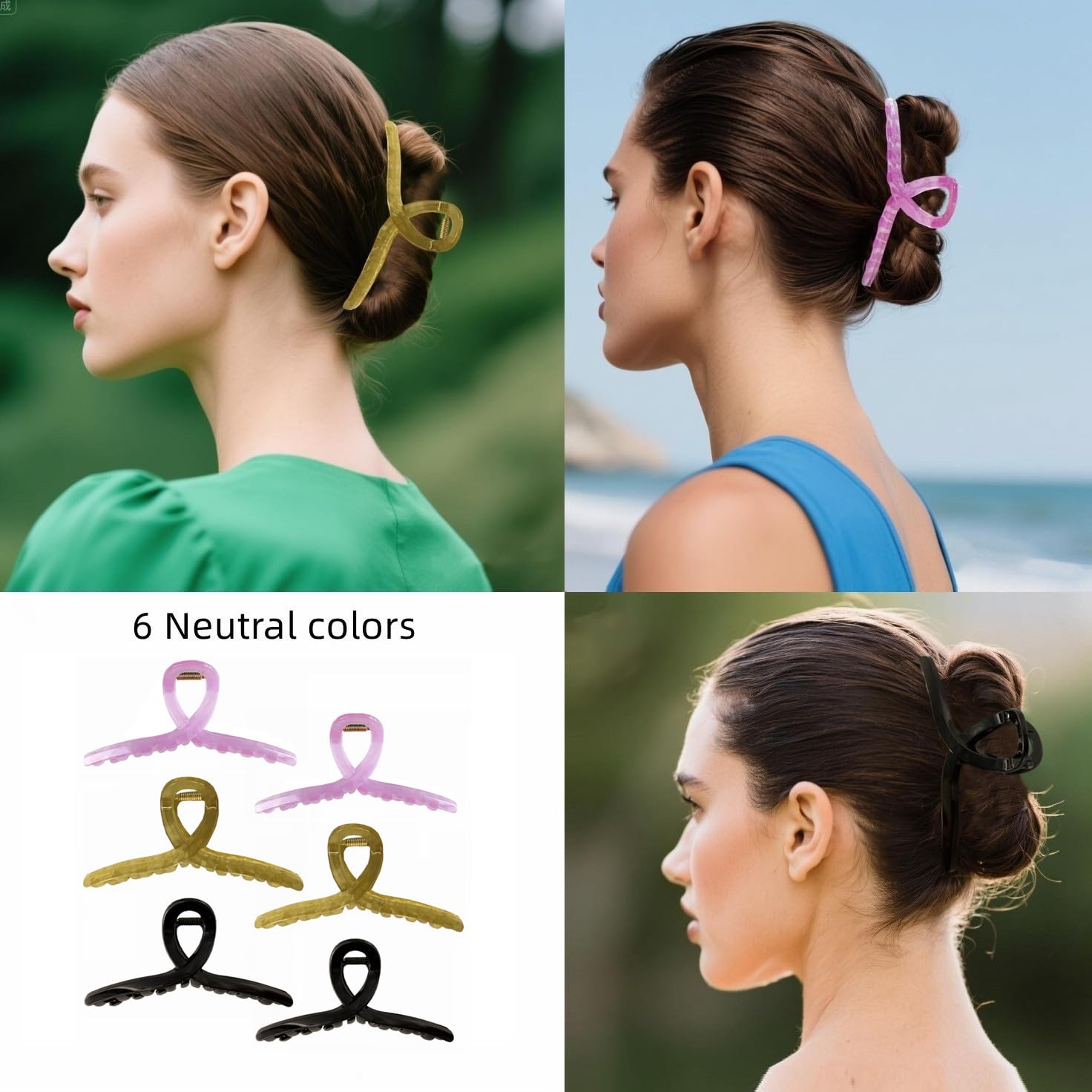 Large Hair Claw Clips Non-Slip Large Claw Hair for Women and Girls, Strong Hold Banana Jaw Clips for women 6 pcs - Image 3