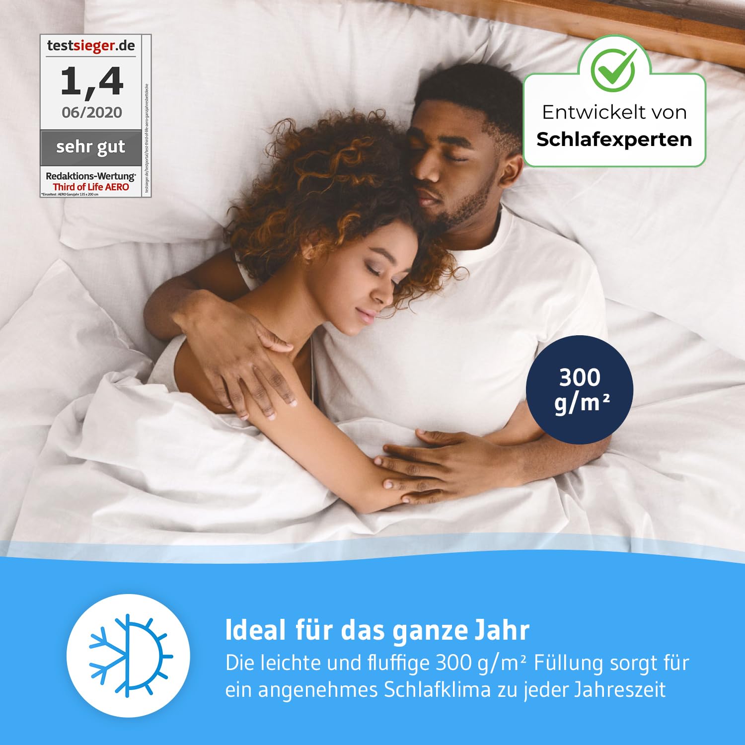 Bettdecke 135x200, Ganzjahresdecke mit OptiSleep®-Technologie, Flauschige Steppdecke AERO ActiveClima, Kuschelige Winterdecke / Sommerdecke mit Ventilations & Klimazonen, Ideale Hygiene für Allergiker
