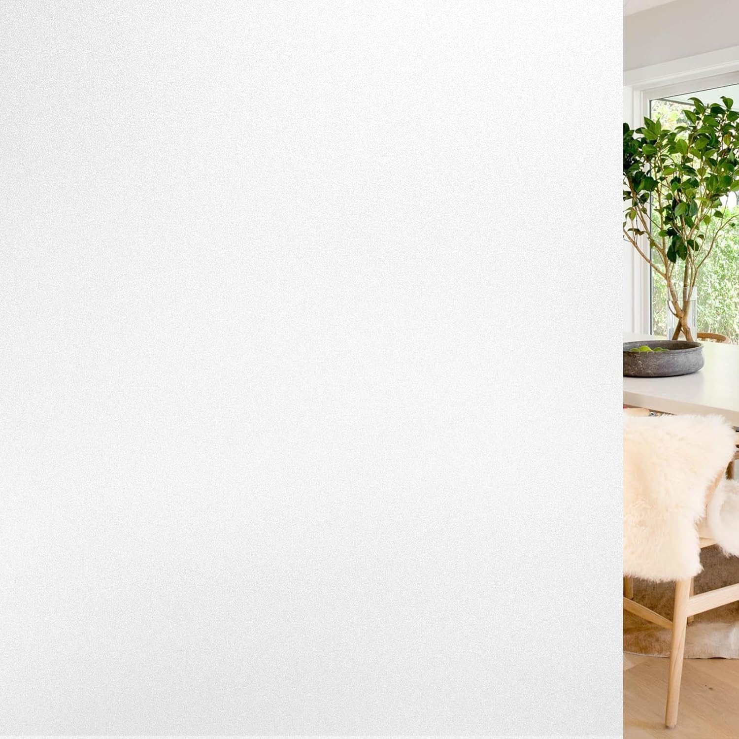 rabbitgoo Window Privacy Film, Non-Adhesive Frosted Glass Window Film for Bathroom, Static Cling Heat Blocking Stickers for Home, Indoor Opaque Window Coverings House Tint, Matte White 29.5" x 78.7"