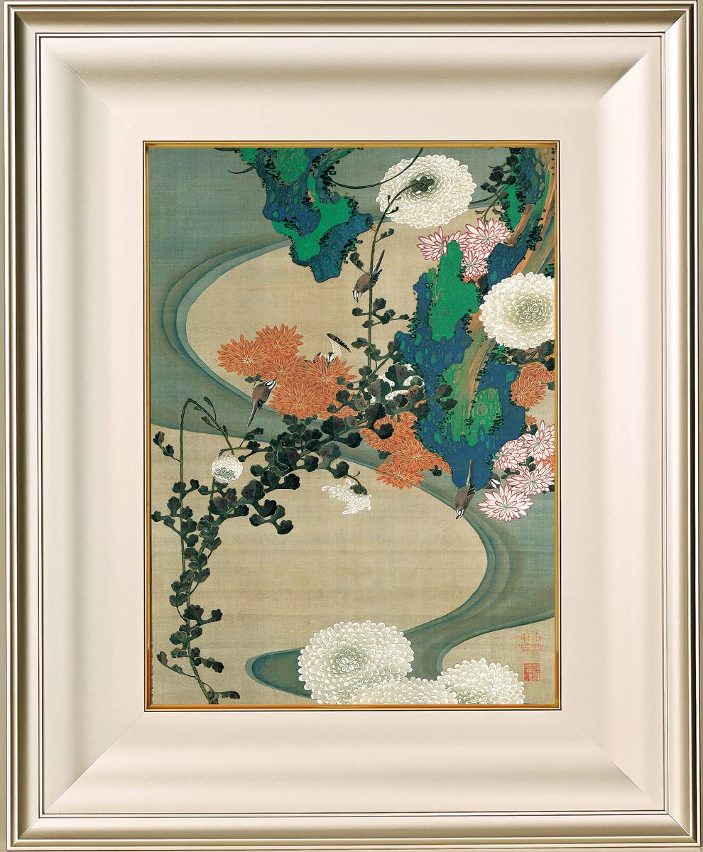 Amazon.co.jp: 絵画 伊藤若冲（いとうじゃくちゅう）・ 菊花流水図