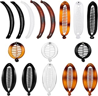 16 PCS Banana Hair Clips，Clincher Comb Fish Hair Clips Round Ponytail Clip Fish Grip Hair Comb Vintage Banana Clip Double Comb Banana Clip Set Fishtail Clip Hair Accessories for Women Girls Curly Hair