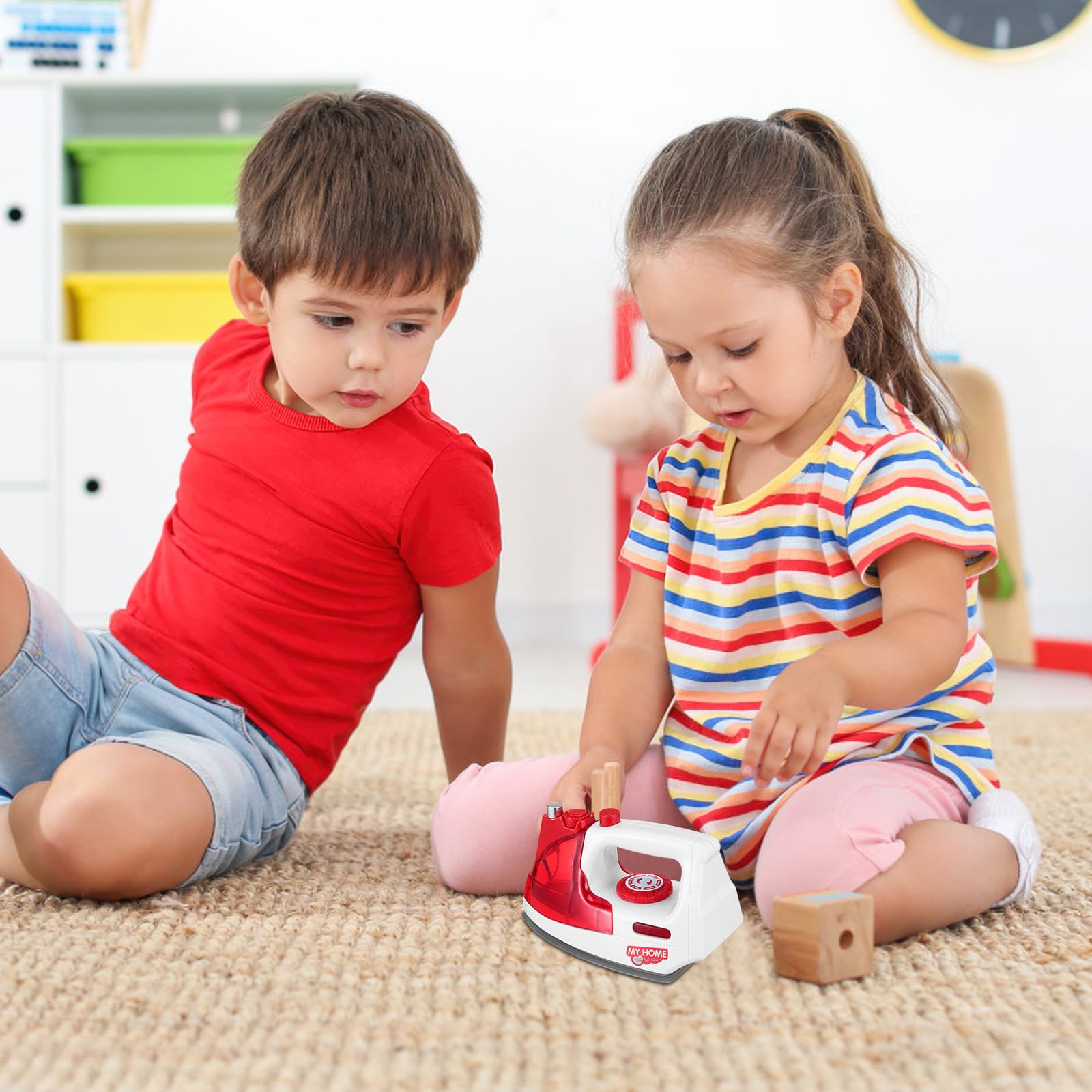 Juguete de Plancha Eléctrica de Imitación Roja para Niños, Material Abs, Diseño Adorable y Creativo para Desarrollar Habilidades y Aprendizaje