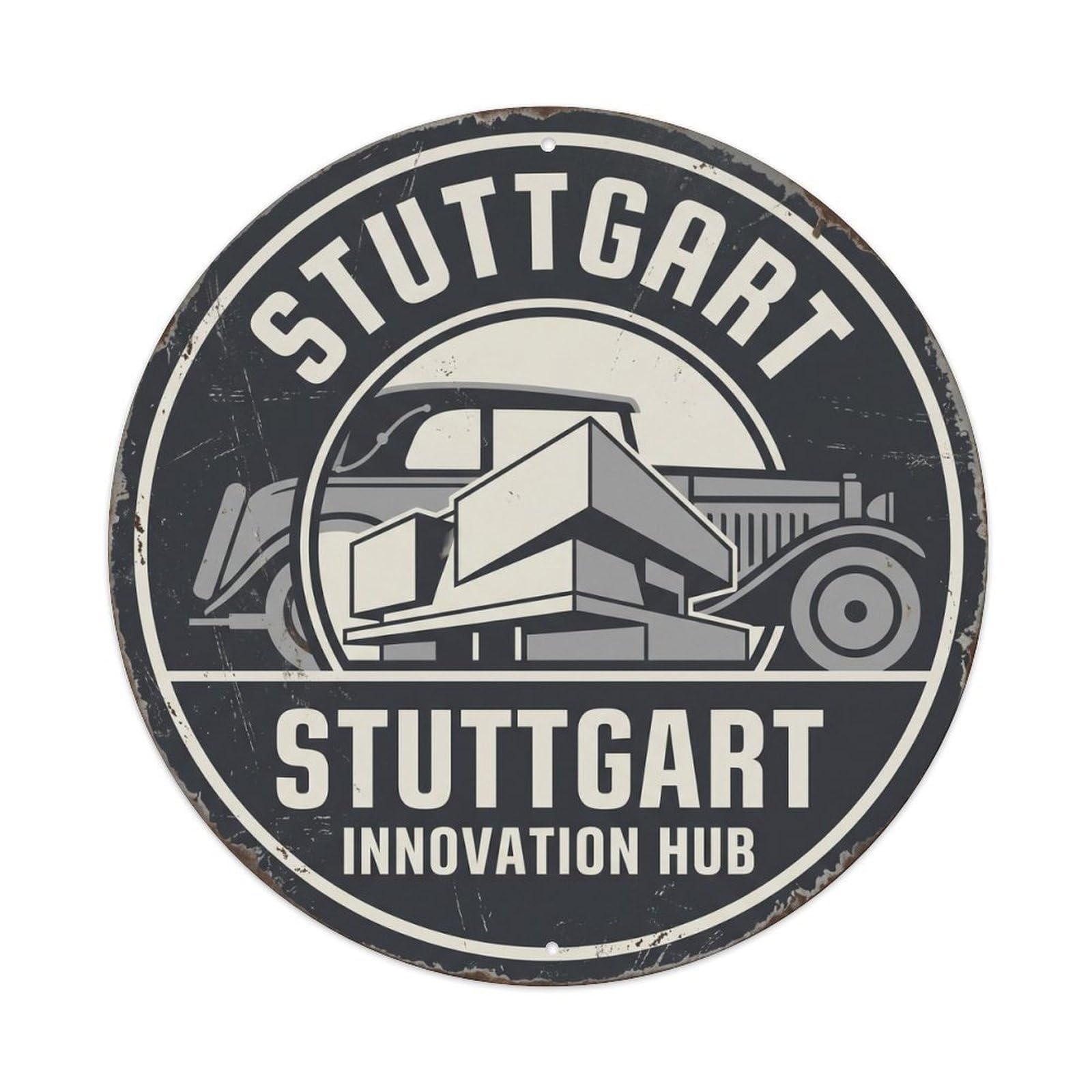 Vintage Travel Stuttgart Automotive Heritage Metal Tin Sign