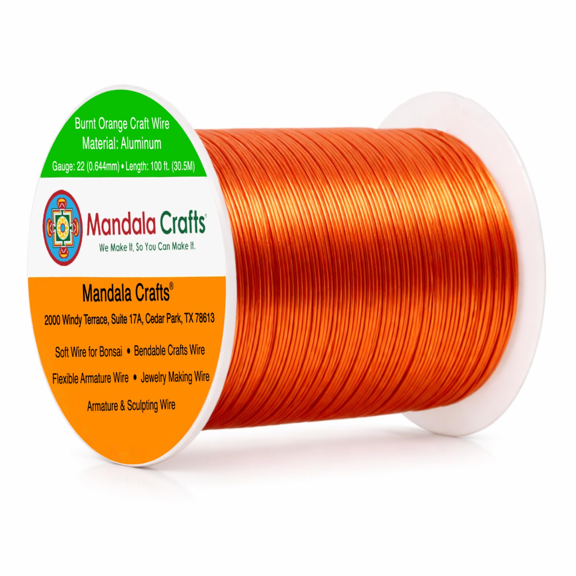 Mandala Crafts 22 Gauge Burnt Orange Anodized Aluminum Craft Wire, 100 FT