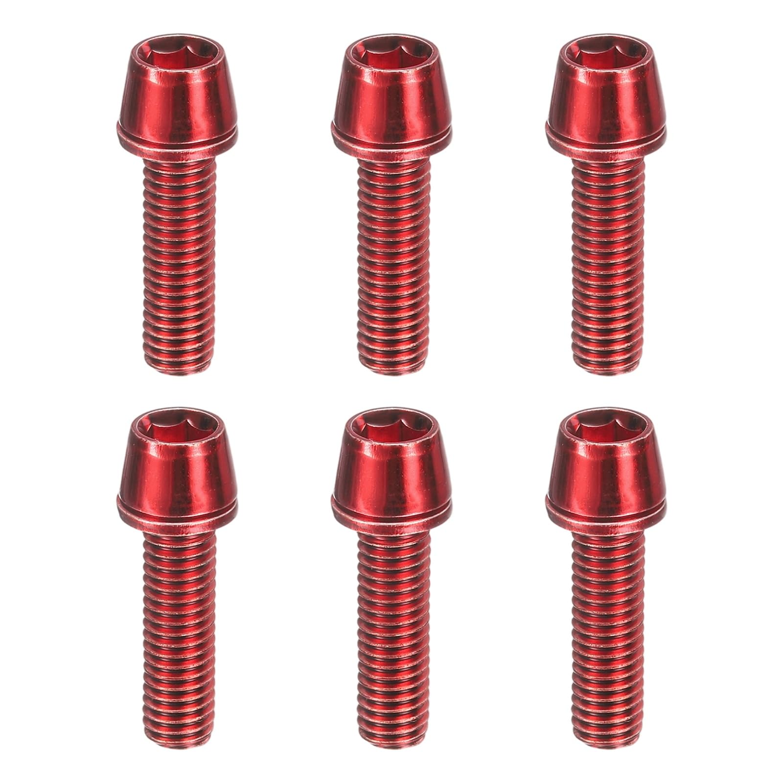 sourcing map 6pcs Bike Disc Brake Caliper Bolts M5 x 18mm Hex Bicycle MTB Disc Brake Caliper Adapter Screws Bolts for Road Mountain Bike BMX, Red