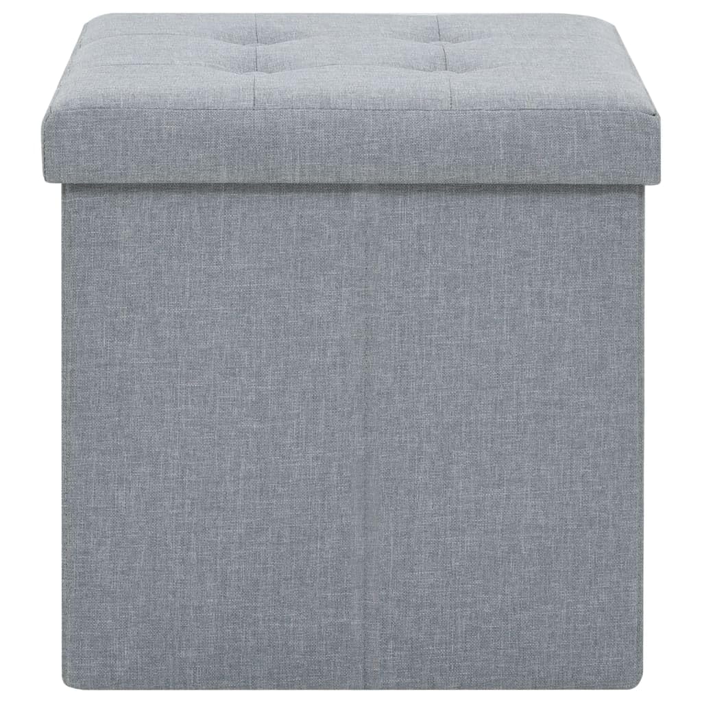 Genérico Taburetes almacenaje Plegables 2 uds Lino sintético Gris Claro,Sillas,Taburetes y sillas plegables-247080