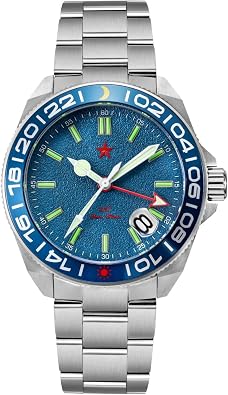 SEAKOSS RED Star NH34 Watches for Men 40mm Automatic Mechanical GMT Watches Sport 50M Waterproof Stainless Steel Luminous Calendar Wrist Watch