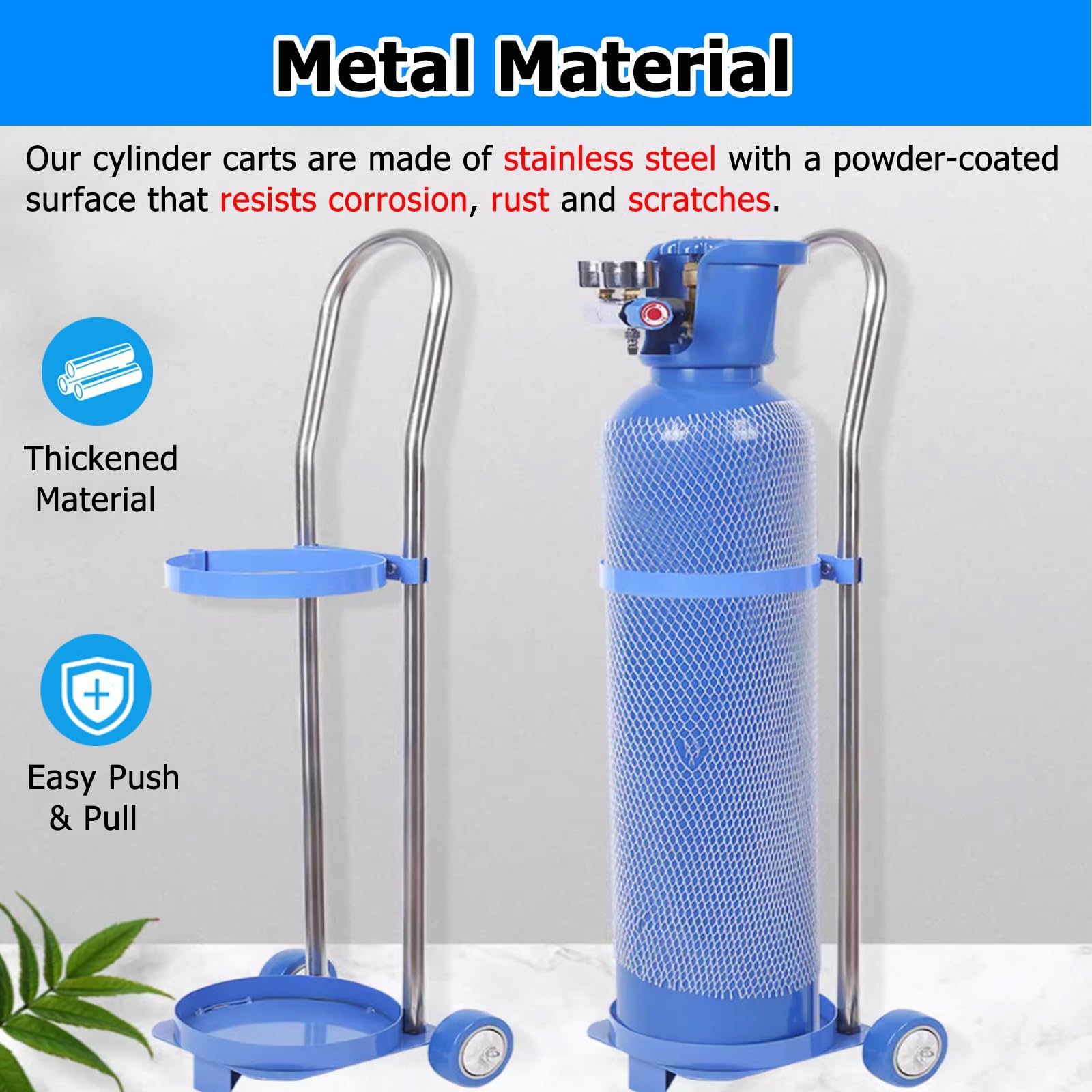 Scaffale mobile per bombole di gas con ruote, carrello leggero per cilindri da 10-20 l, facile da montare, supporto da 80 cm per casa e strutture infermieristiche