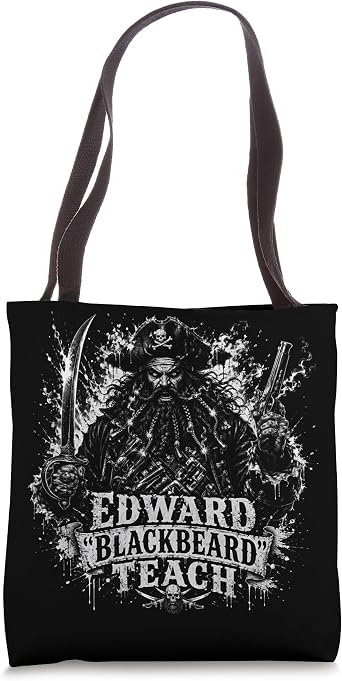 Edward Blackbeard Teach Pirate Captain Legend Skull Tote Bag