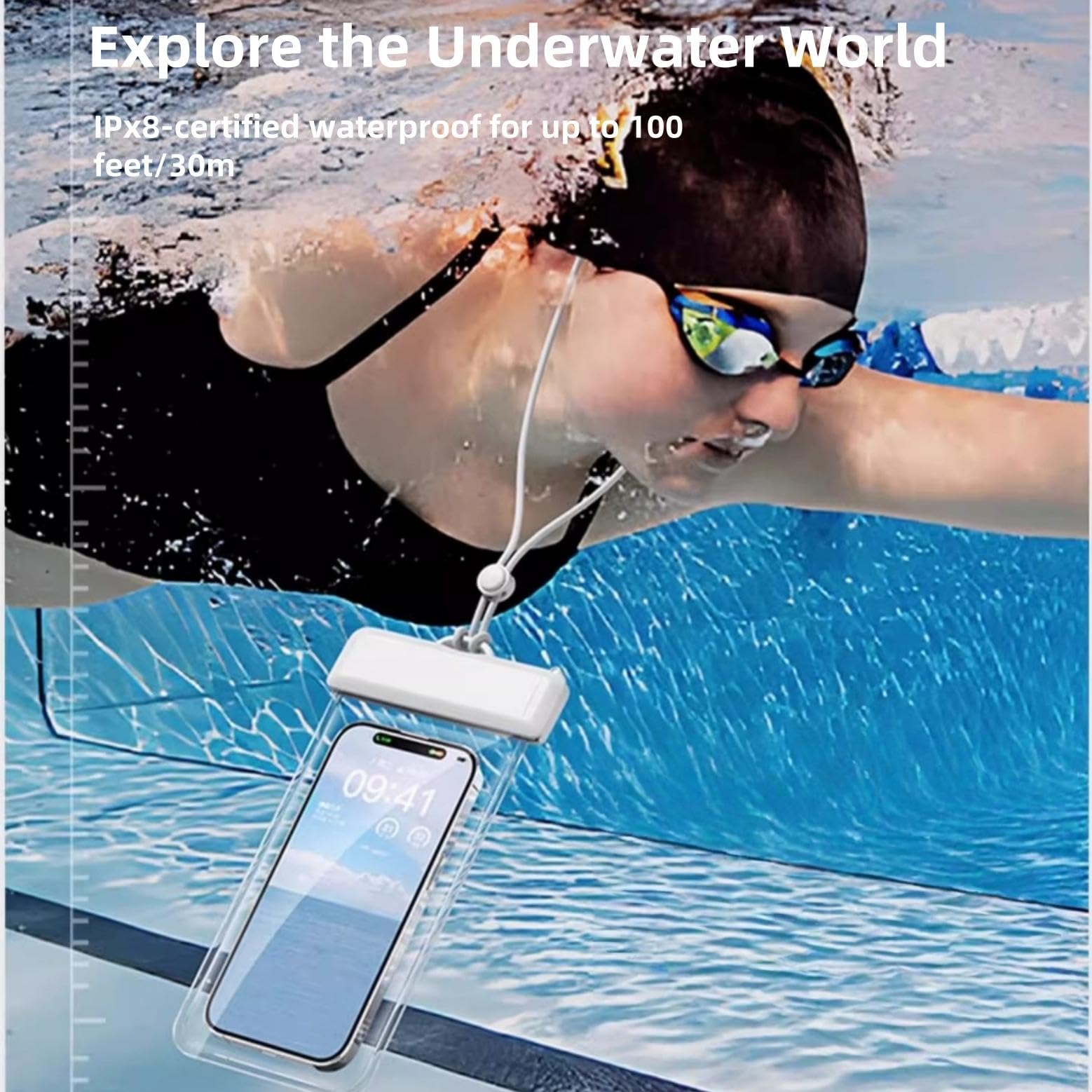 Wasserdichte Handytasche, universelle Trockentasche für Strand, Schwimmen und Outdoor-Aktivitäten, IPX8-zertifiziert, passend für alle Handys bis zu 18,3 cm (7,2 Zoll), Weiß