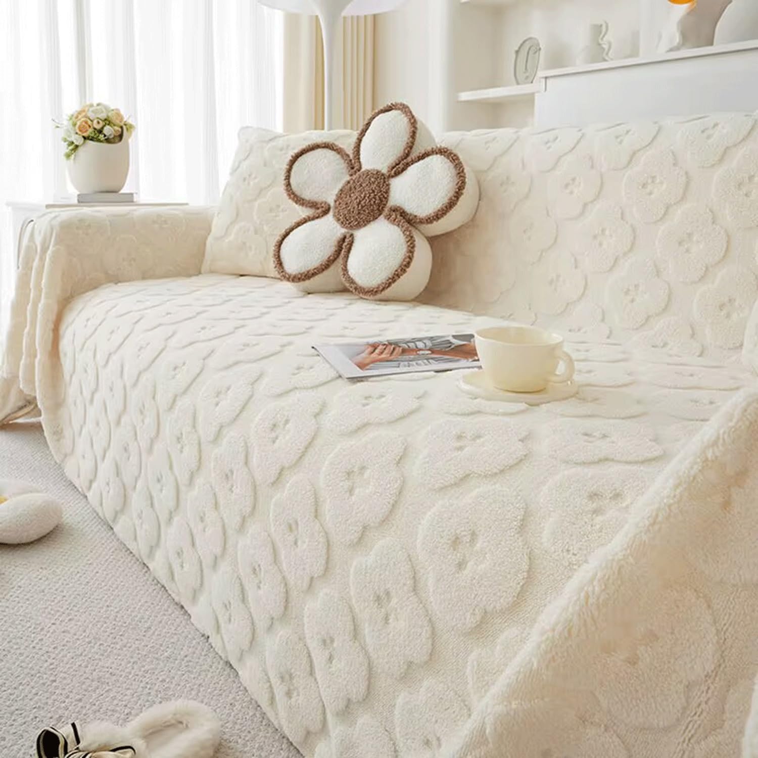 Velvet Sofa Slipcover Blanket Corner 3/4/5/2 Seater Blanket Throw Sofa Cover L Shape Couch Cover Thick Sofa Protector Anti-slip Corner Slipcovers Washable for Sectional Couch ( Color : #6 , Size : 180