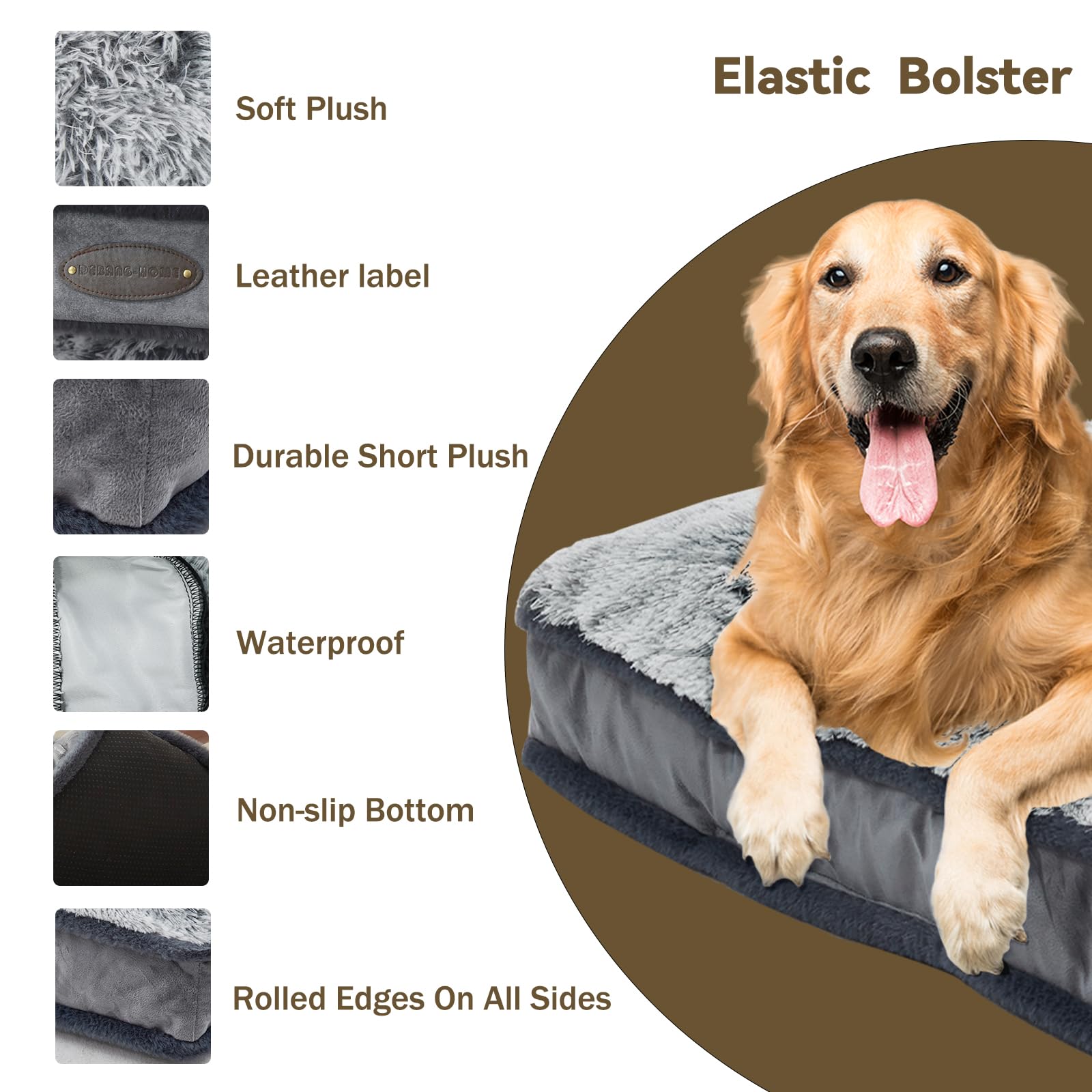Cama para perros extra grandes, cama de felpa de lujo, cómoda almohadilla para perrera, alfombrilla de dormir para mascotas, impermeable, funda extraíble y lavable a máquina y parte