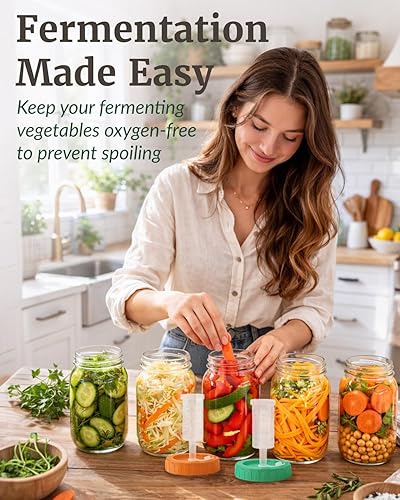 Miniatura 2 de Elementi Tapas de fermentación para tarros de masón, tapas de fermentación fáciles de usar para frascos Mason de boca ancha, haz un delicioso