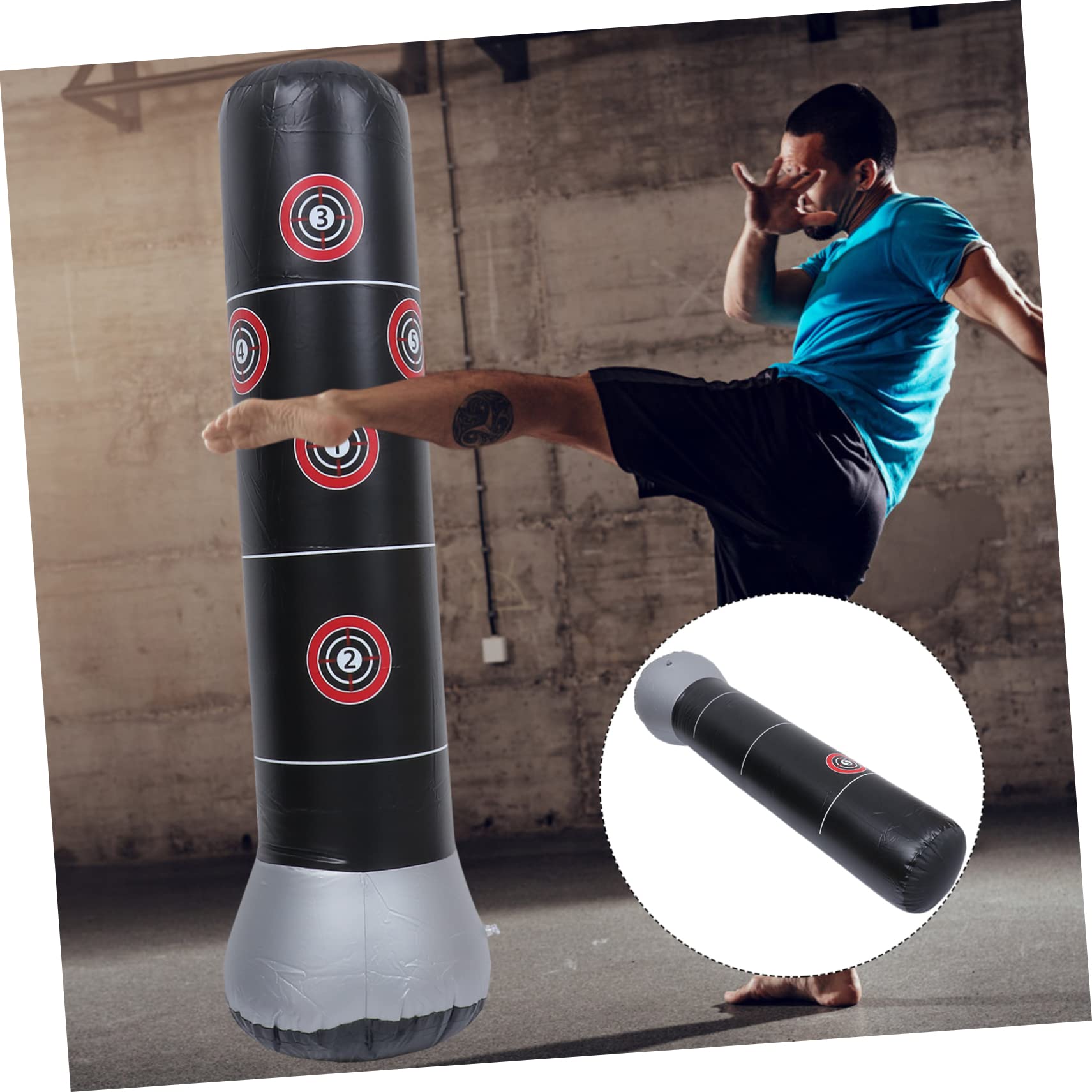 GOOHOCHY 1.6m Column Inflatable Punching Bag for Home Gym Sports Training Safe Protection