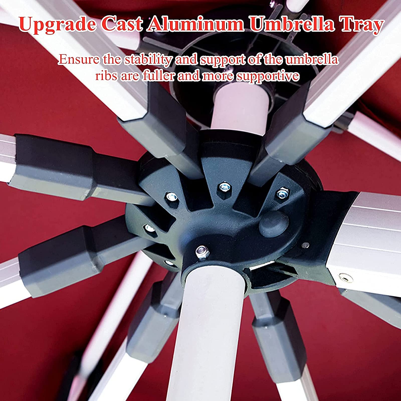 Parasol de Jardin Décentré avec Ampoules LED Alimentées Par L'énergie Solaire, Parasol Déporté en Polyester Imperméable avec Socle, Protection Upf 50+, Manivelle, Jardin, Piscine,Marron,2.5m