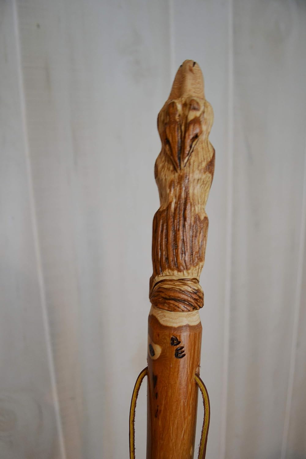 Hiking Stick - Hand Carved Wolf or Coyote Walking Staff - Custom Height Up to 60" Tall Hardwood