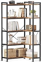 Coleshome 5 Tier Corner Bookcase Bookcase Shelf Bookcase L-Shaped Storage Unit with 5 Shelves, for Living Room Office Home Bedroom, Brown, 72.8 x 65.3 x 145.5