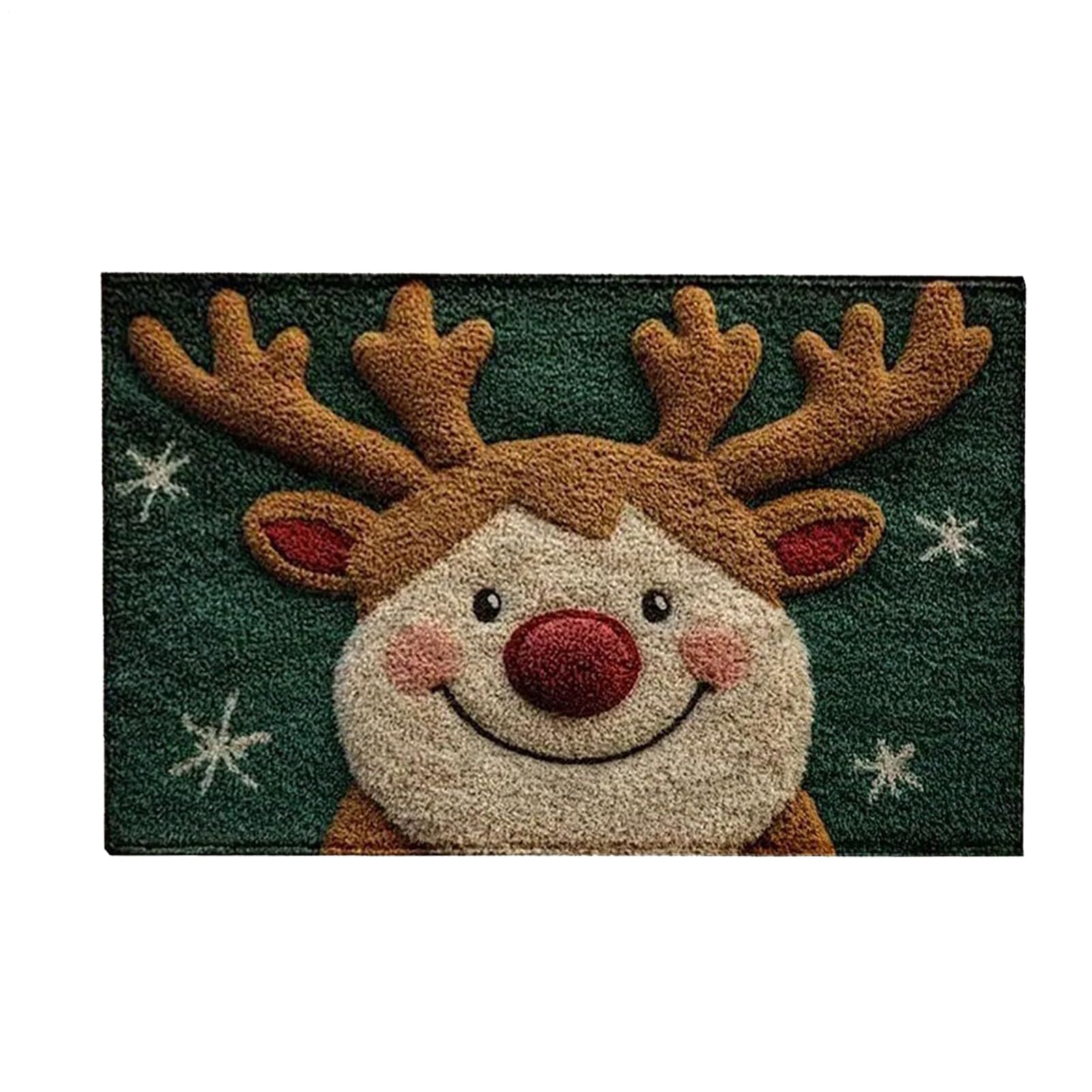 Tapis de Noël Renne 60x40 cm - Paillasson Antidérapant Absorbant pour Entrée et Cuisine