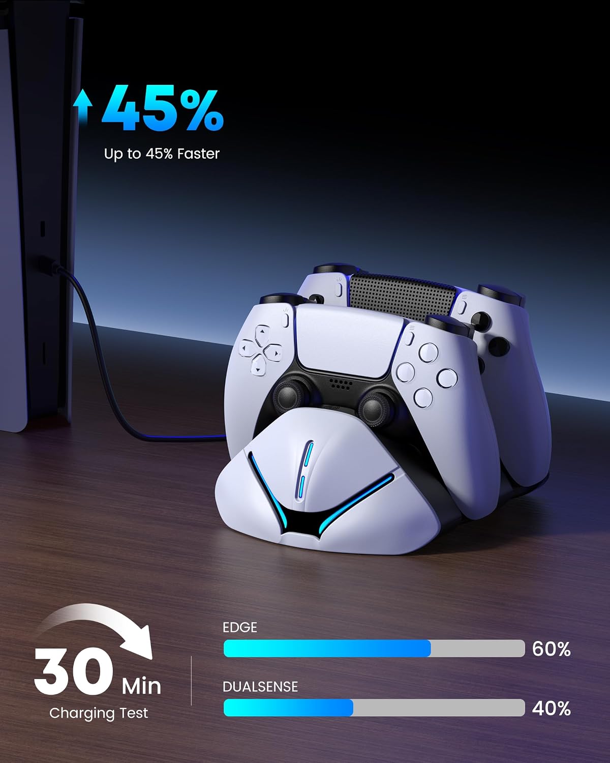 PS 5 Controller Charger Station for DualSense & Edge - Just Drop & Charge - Dual Charging Dock Compatible with PlayStation5 Controller, Space-Saving Stand for PS 5 Accessories (L) 5 71nvKKPyHML. SL1500