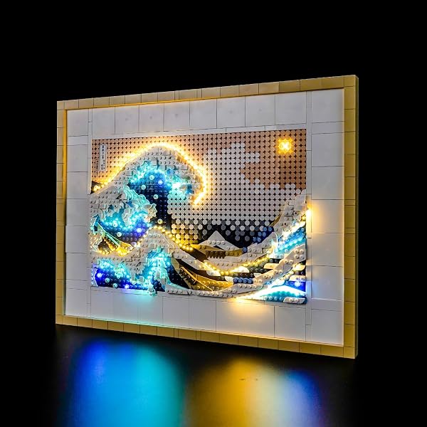 BrickBling Set di luci a LED compatibile con Lego Hokusai, The Great Wave 31208 (non modello), set di illuminazione decorativa compatibile con Lego Hokusai, giocattolo creativo The Great Wave - 2