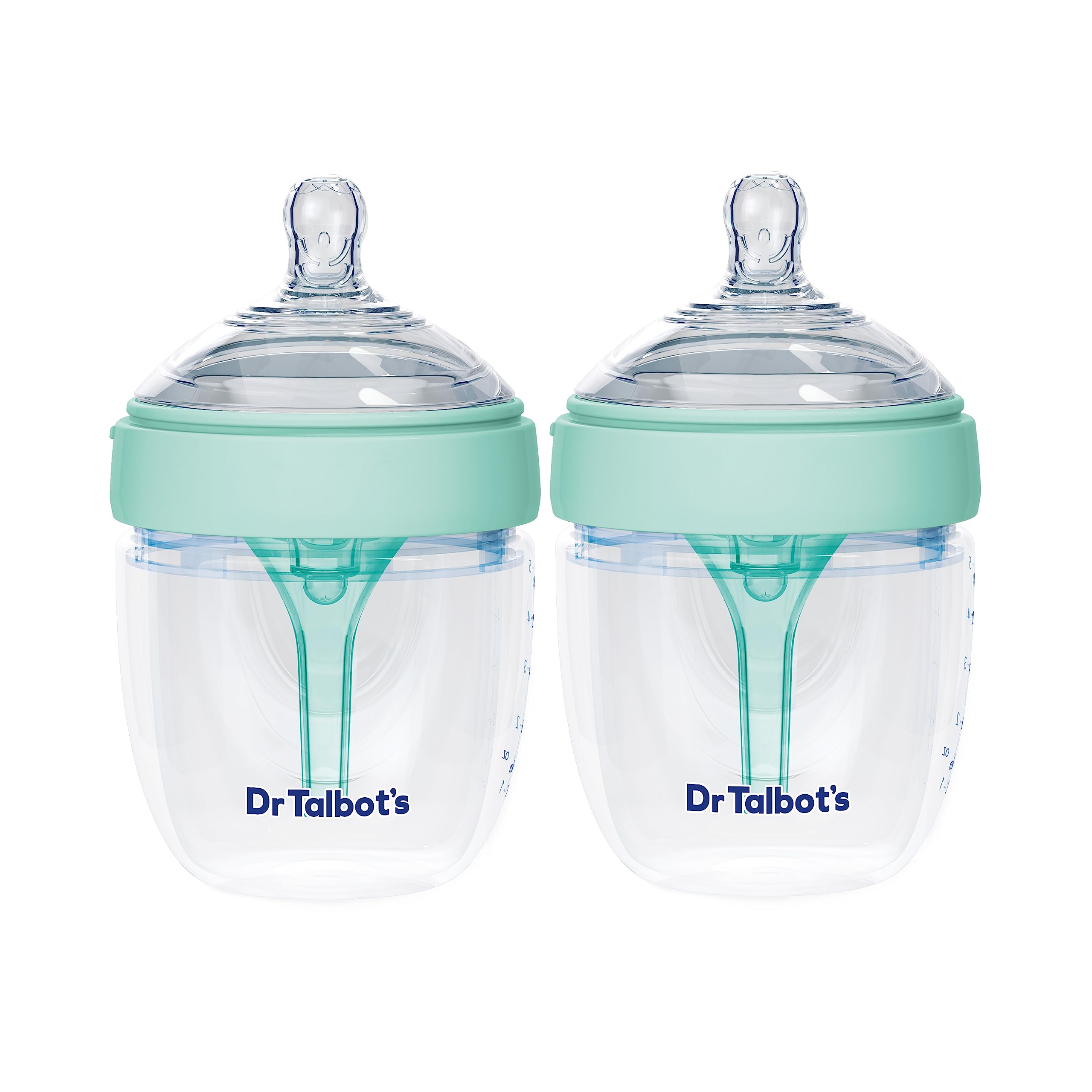 Dr. Talbot's Silicone Anti-Colic Bottles - (2-Pack) Self-Sterilizing Baby Bottles for Newborns - 5 oz - Aqua