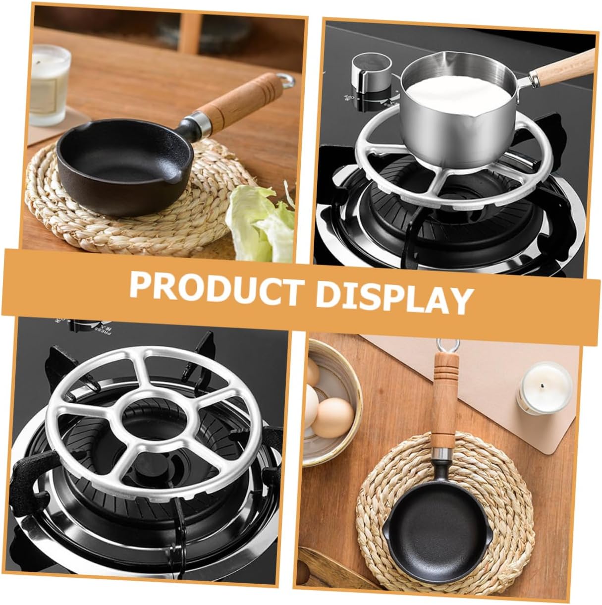 COLLBATH 2pcs Cast Iron Egg Frying Pan Set Small Butter Melting Pot Spout Nonstick Cooking Sauce Pan for Breakfast Compatible Gas and Induction Stoves