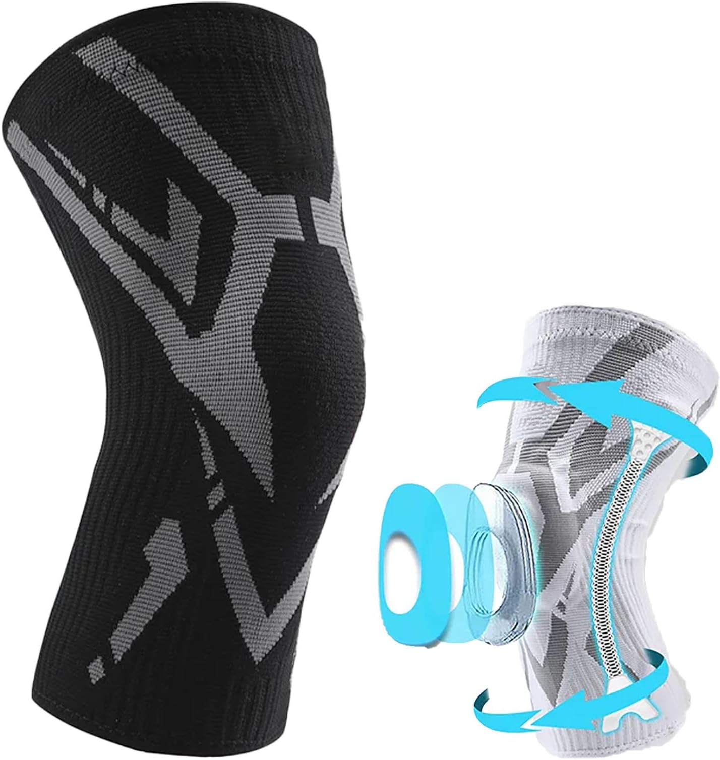 We Relieve Knee Sleeve Bone on Bone, Trywerelieve,Griqos Knee Braces for Knee Pain, Limitless Knee Pro Sleeve Brace for Knee Compression Sleeve with Patella Tpe Pad & Side Stabilizers(1*Black, M)