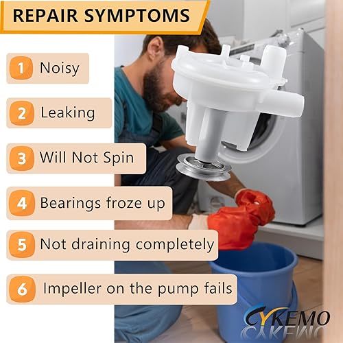 Miniatura 6 de 202203 Bomba de drenaje de arandela  Reemplazo para lavadoras Whirlpool Maytag KitchenAid Kenmore Reemplaza Parte 2022030 WP6-2022030VP 202204