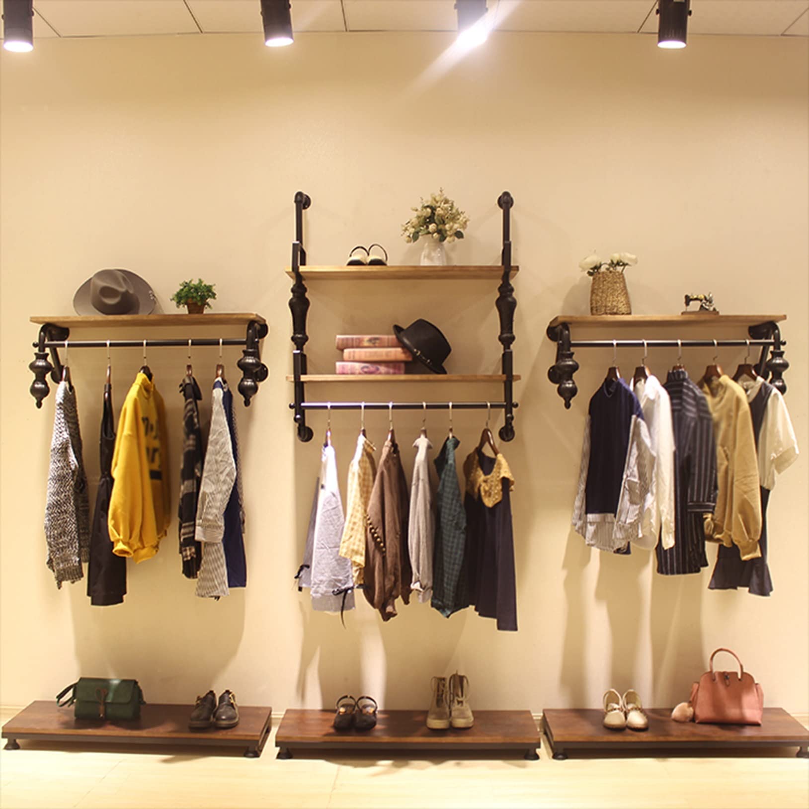 Amazon | ウォールラック 壁面収納ハンガーラック 洋服ラック