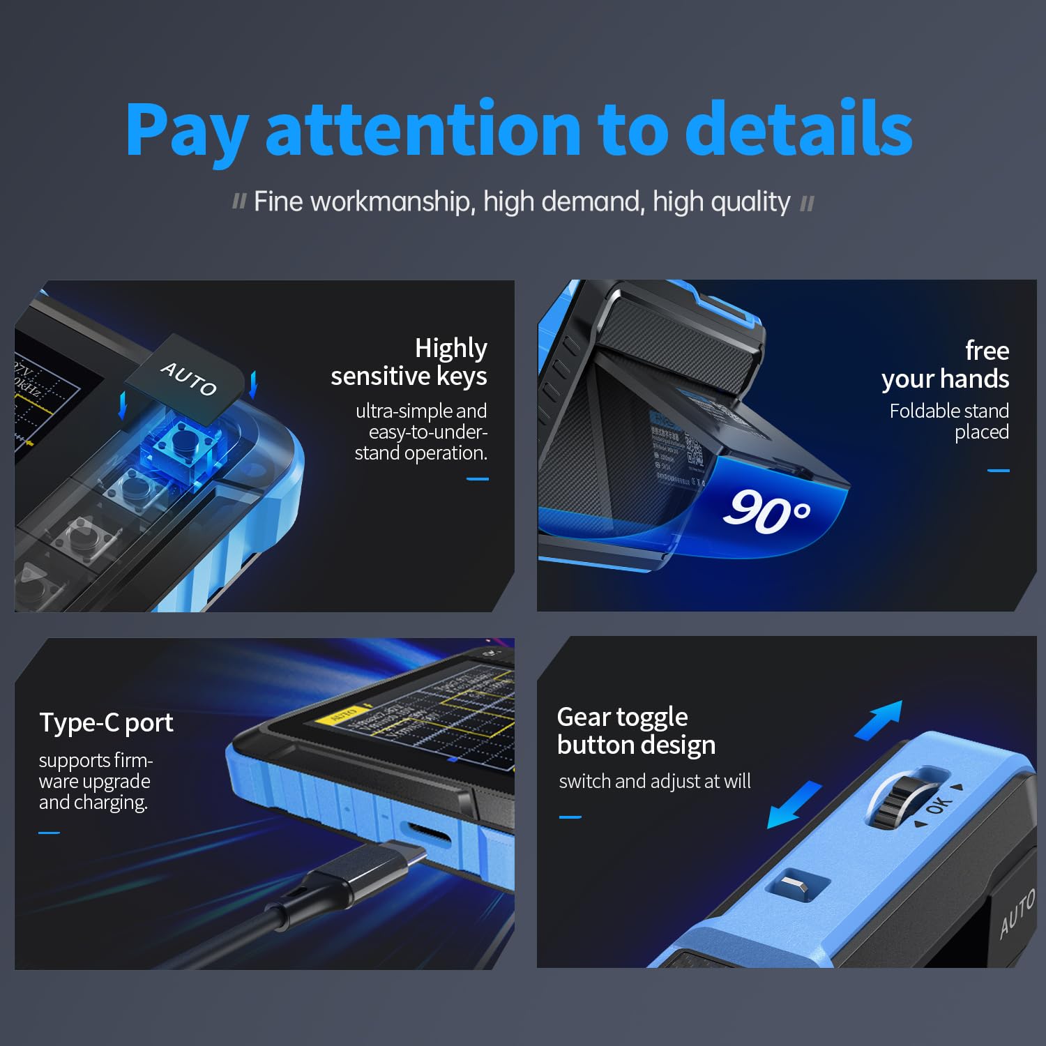 FNIRSI DSO152 Handheld Oscilloscope - 2.8" TFT Digital Oscilloscope Kit 200KHz Bandwidth 2.5MS/s High Sampling Rate Portable Pocket Oscilloscope, Trigger Function Auto/Nomal/Single - Image 4