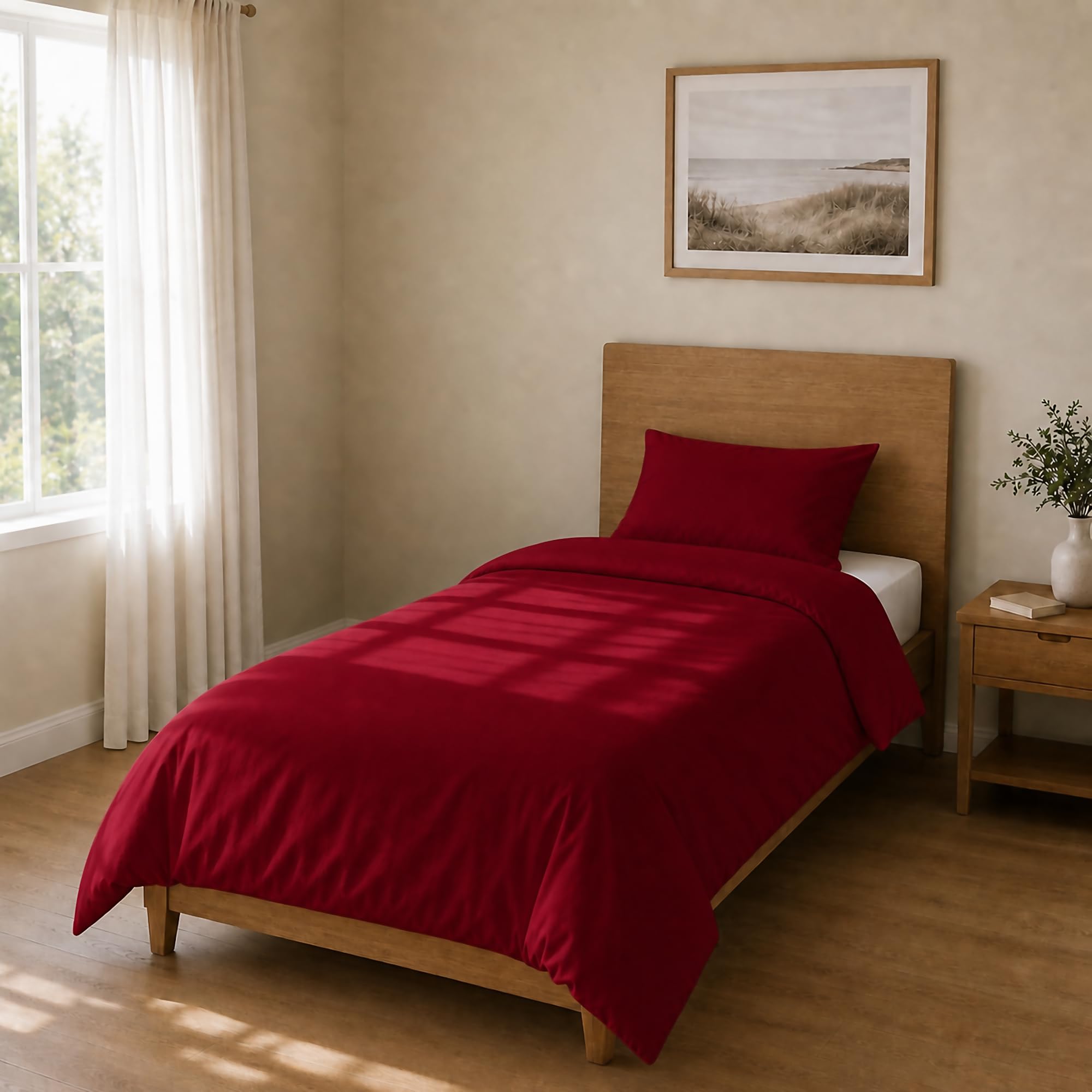 Homebliss Microfibre Bed Linen Duvet Cover 150 x 220 cm + 45 x 75 cm, 1 Piece, Bordeaux