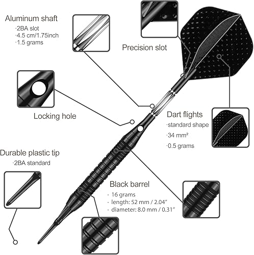 Miniatura 2 de sanfeng Juego de puntas de plástico para dardos  0.63 oz 0.74 oz colorido arco iris punta suave dardos 50 juntas tóricas antisueltas 6 ejes