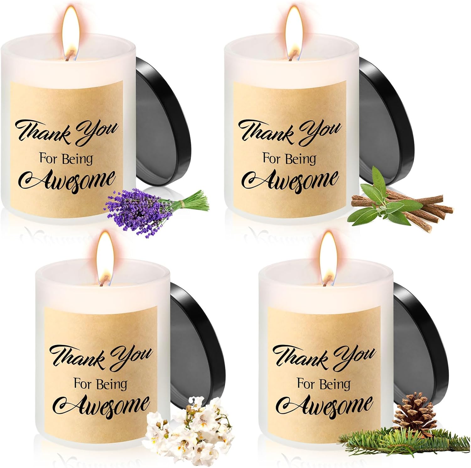 Landhoow 4 Pcs Thank You Candles Bulk 7 oz You're Awesome
