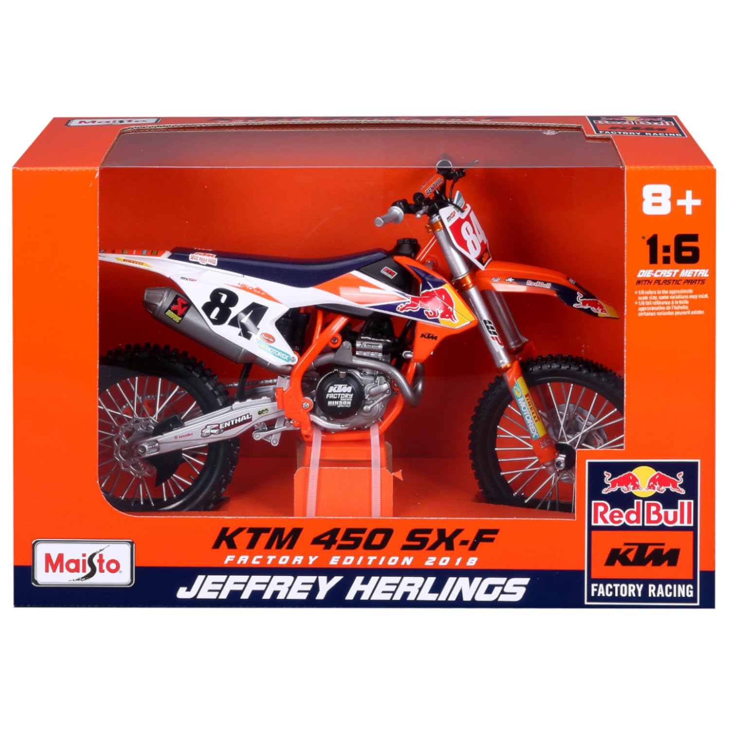 Burago Maisto Moto Red Bull KTM Supercross Sx450, Multicolore, ‎39.4 X 16 X 24.8 Cm