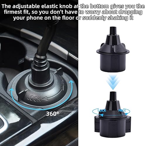 Miniatura 3 de Kewucn Soporte de teléfono para automóvil, altura ajustable de cuello de cisne 360 grados, soporte giratorio para teléfono celular, con soporte de