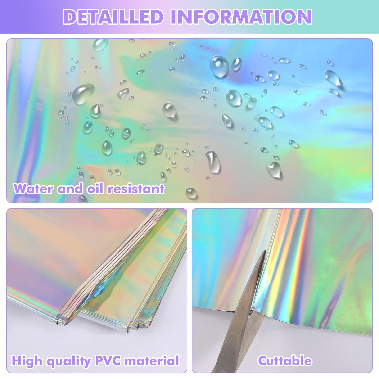 2 iriserende kunststof tafelkleden, kleurrijk feest, glanzend verjaardags- tafelkleed, waterdicht, plastic holografische folie, iriserende kerstfeestdecoratie, 137 x 274 cm