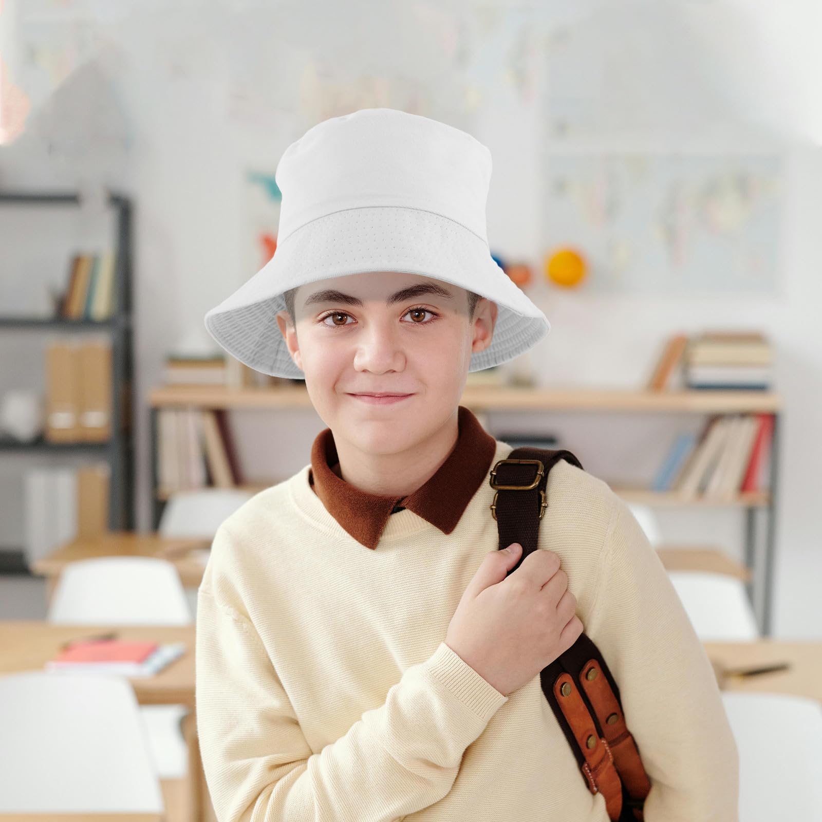 ifundom 6 Cappelli da Pescatore da tingere a Tie-Dye - Cappello da Pescatore con Stampa a Sublimazione - Cappelli da Fai da Te semplici, Vuoti per Bambini, Accessorio per Il Ritorno a Scuola
