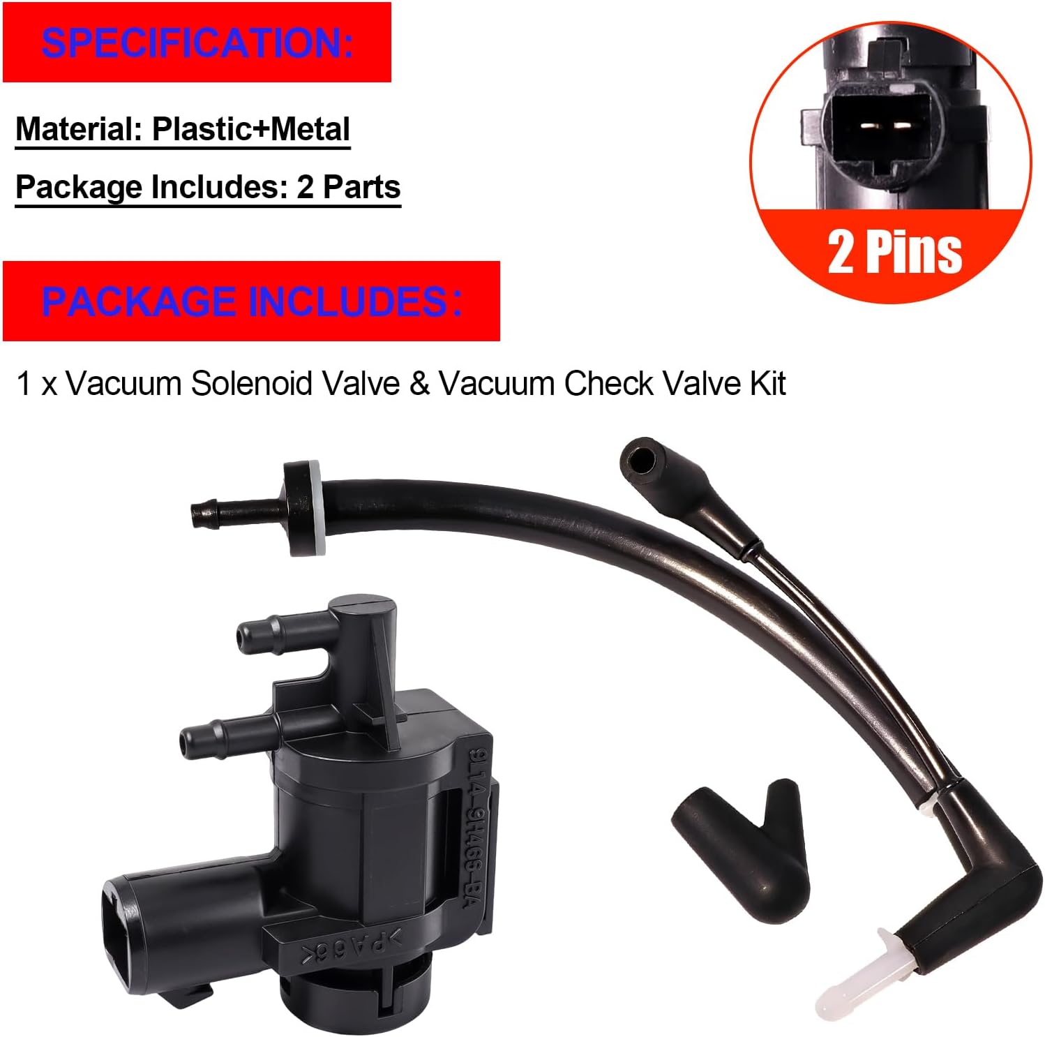 SMMS 7L1Z-9H465-B 4WD Vacuum Solenoid Valve + Auto-Locking Hub Vacuum Line Tube Iwe Check Valve FL3Z3A788B for F150 Expedition Super Duty Navigator Lincoln 2011-2020, Replaces OE: F37Z-13776-B