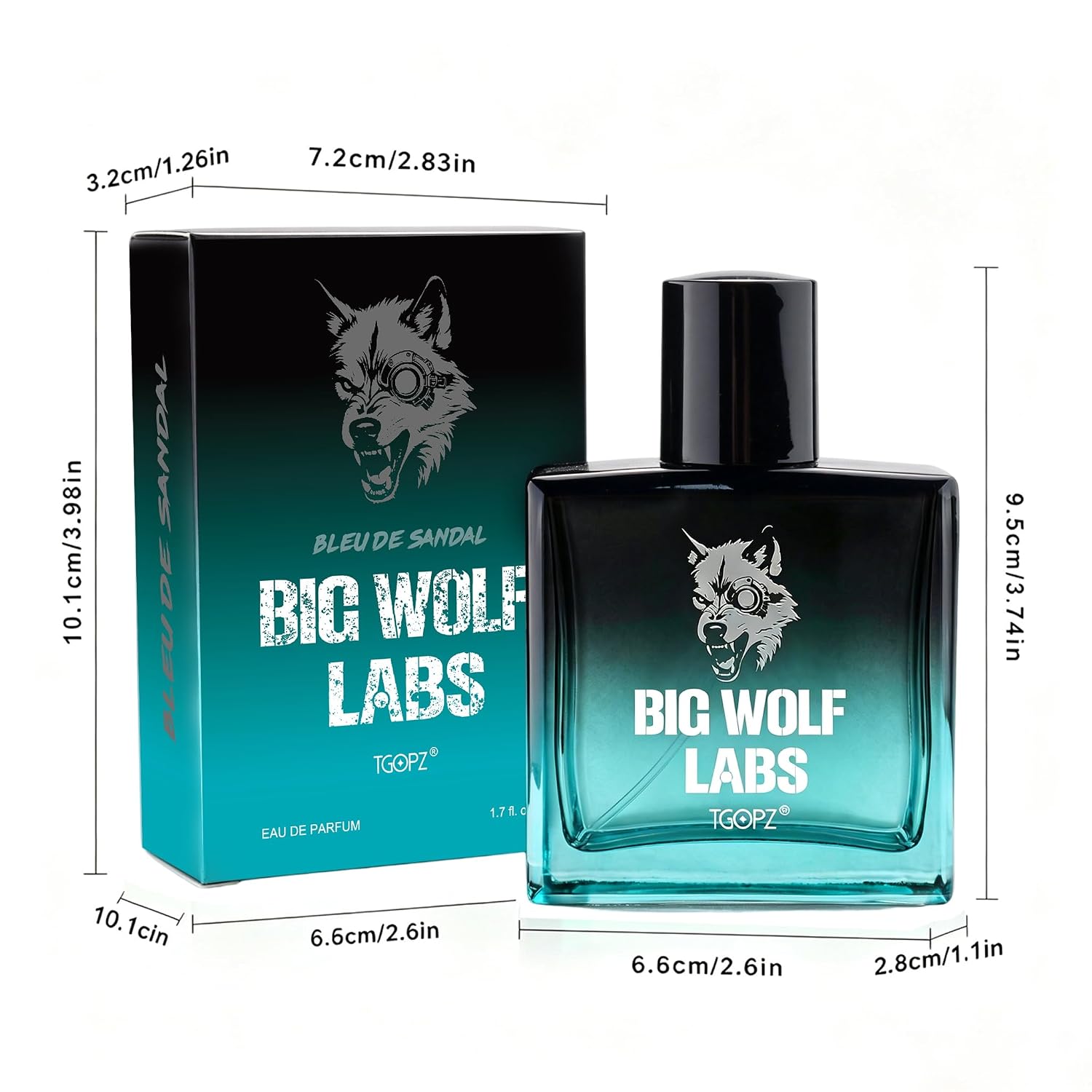 BIG WOLF LABS Men's Cologne – Eau de Parfum – Fresh Citrus Spicy Woody Fragrance with Grapefruit, Mint, Ginger, Amber & Sandalwood – Compliment-Worthy Long Lasting Signature Scent