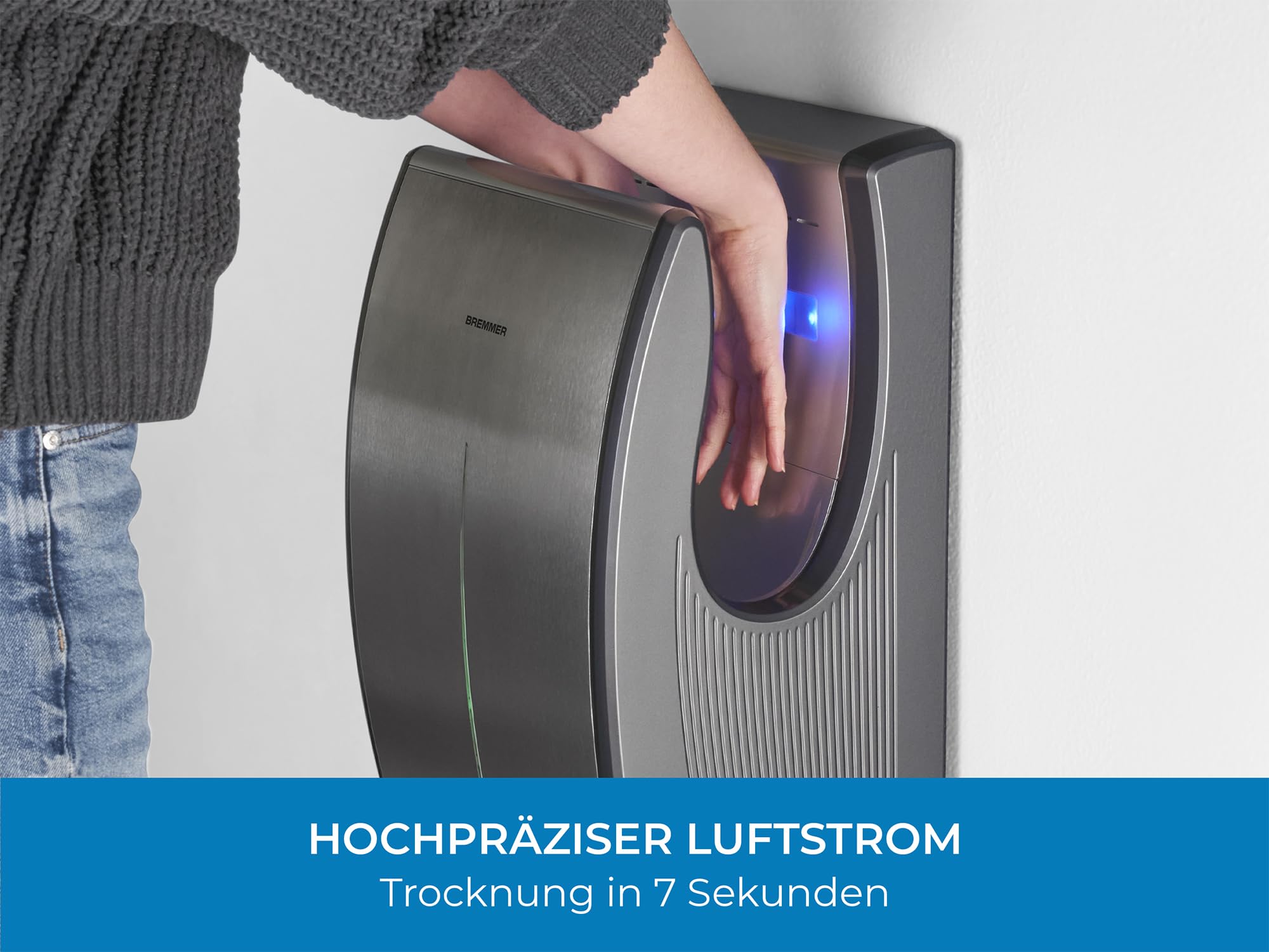 Bremmer Power Blade Händetrockner, gebürsteter Stahl