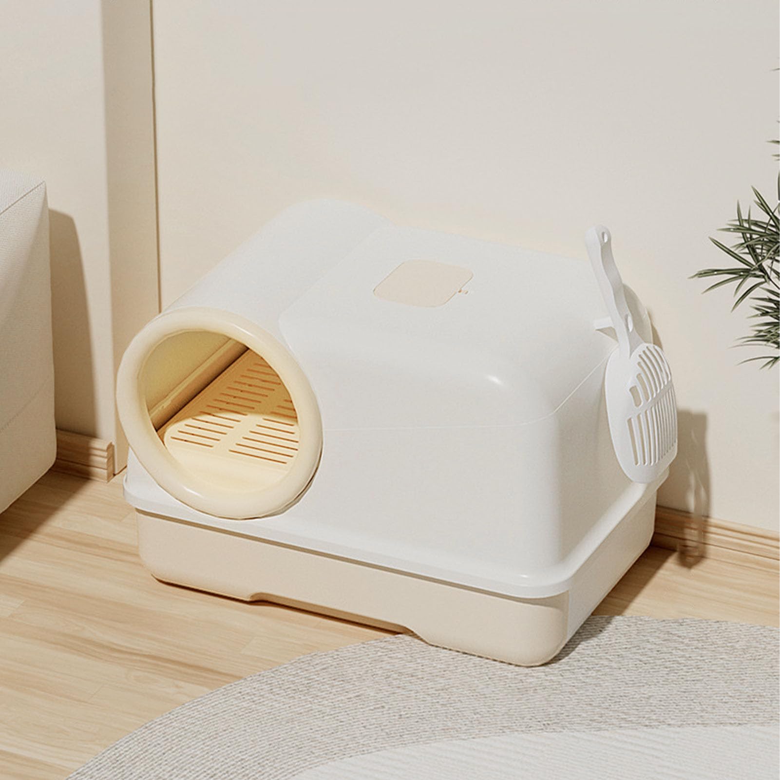 Katzenklo mit Haube, Geruchsneutralisierend und Auslaufsicher mit Korridor-Design, für den Innenbereich