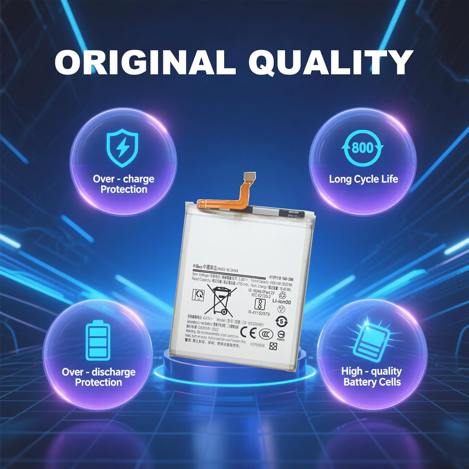 for Galaxy S25 Plus Replacement Battery EB-BS936ABY Compatible with Samsung S25 Plus SM-S936U/U1/W/B/E/N Series, with Instruction & Toolkit