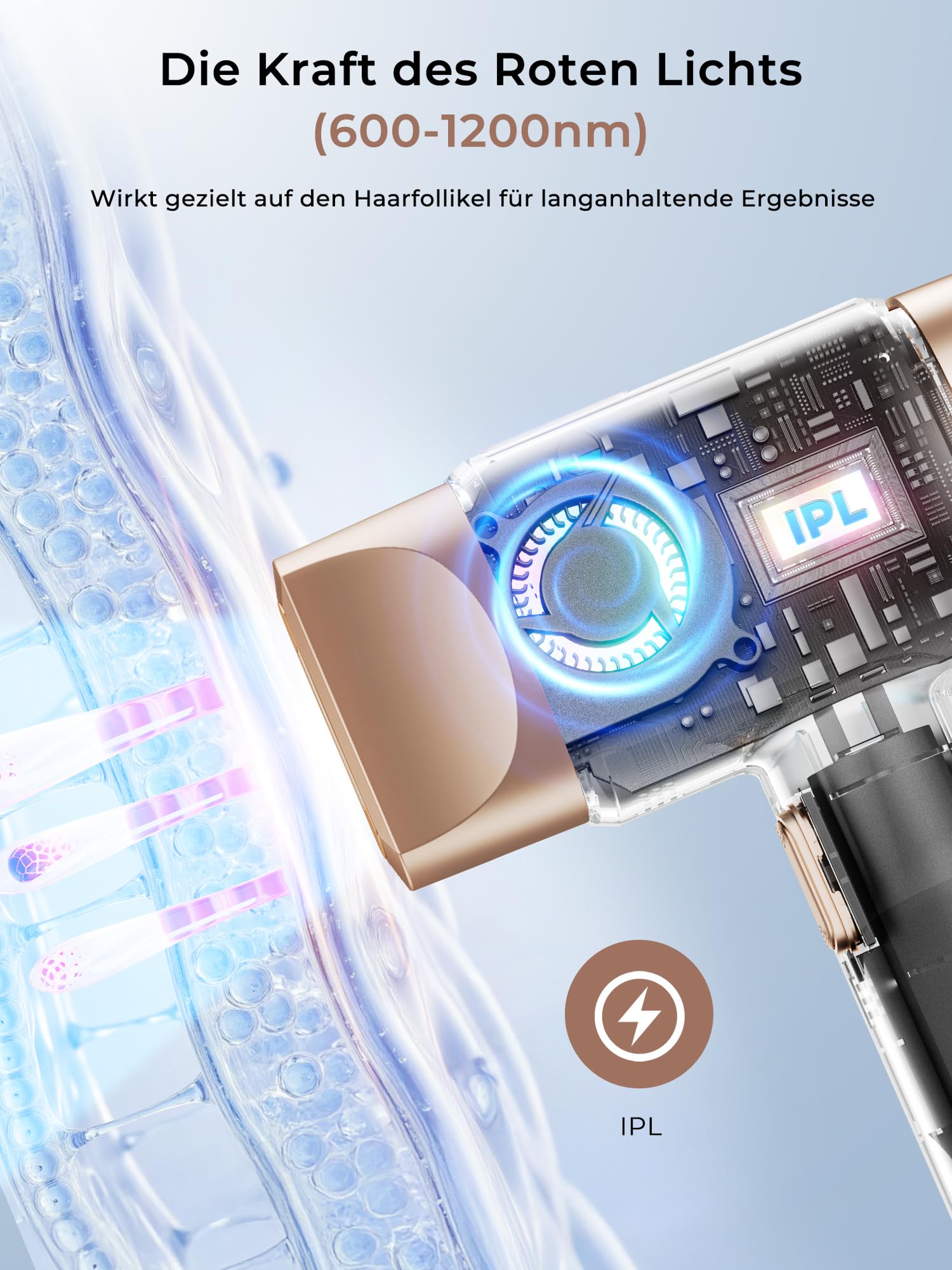 8℃ IPL Geräte Haarentfernung mit Kühlung-funktion, 21J Laser Haarentfernung 9 Stufen, 600NM Rotlicht Haarentfernungsgerät Zuhause für Frauen Männer, Enthaarung für Gesicht Bikinizone Körper