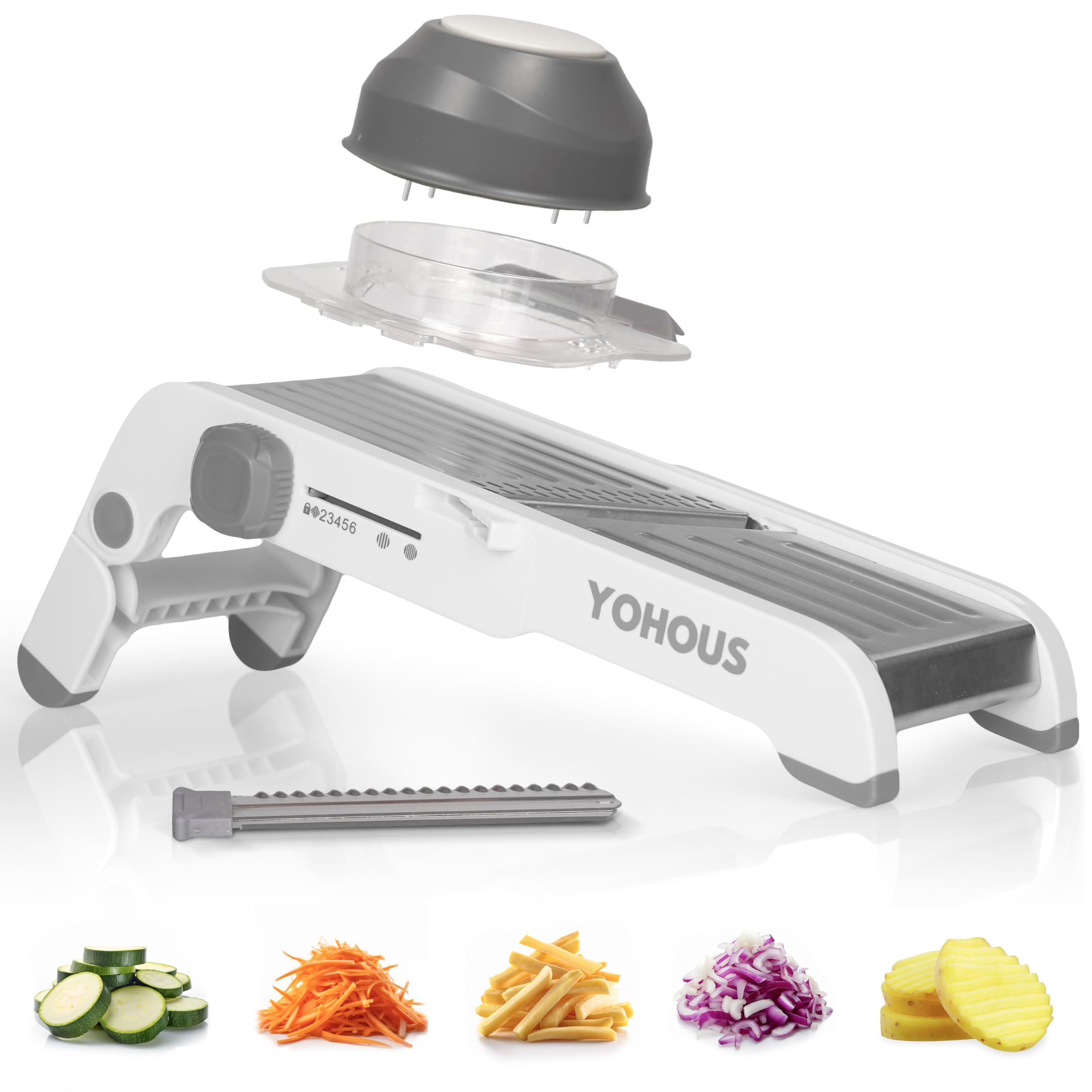 Mandolina per Verdure Professionale Regolabile - Taglia Verdure Manuale in Acciaio Inox - Affetta Verdure a Julienne, Cubetti e Fette Sottili