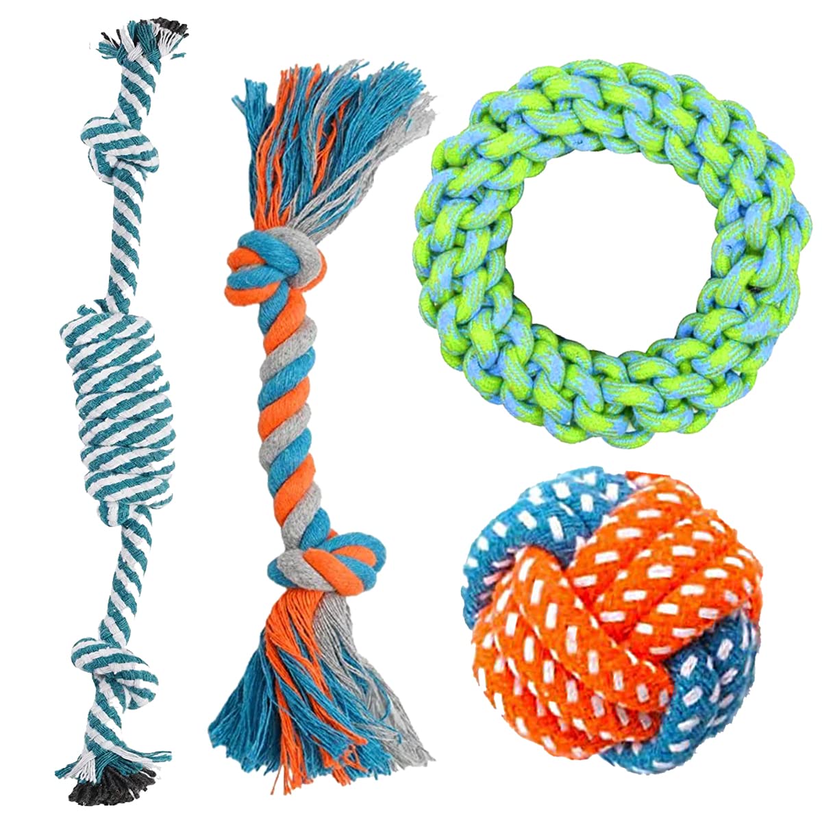 YOUHAVEDEAL 4 Pack Luxury Dog Toys for Teething Small to Large Dogs, Cute Puppy Chew Toys with Rope Toys, Color May Vary (B0BRCPNG4G) Amazon Price History, Amazon Price Tracker