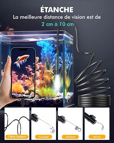 Lovcoyo Endoscopique Caméra d'inspection de Serpent 1920P, 3 en 1 USB Camera Endoscopique, Endoscopique Type C de portée avec 8 lumières LED pour Smartphone Android et iOS, iphone, iPad, (16,5 FT/5M) - 4