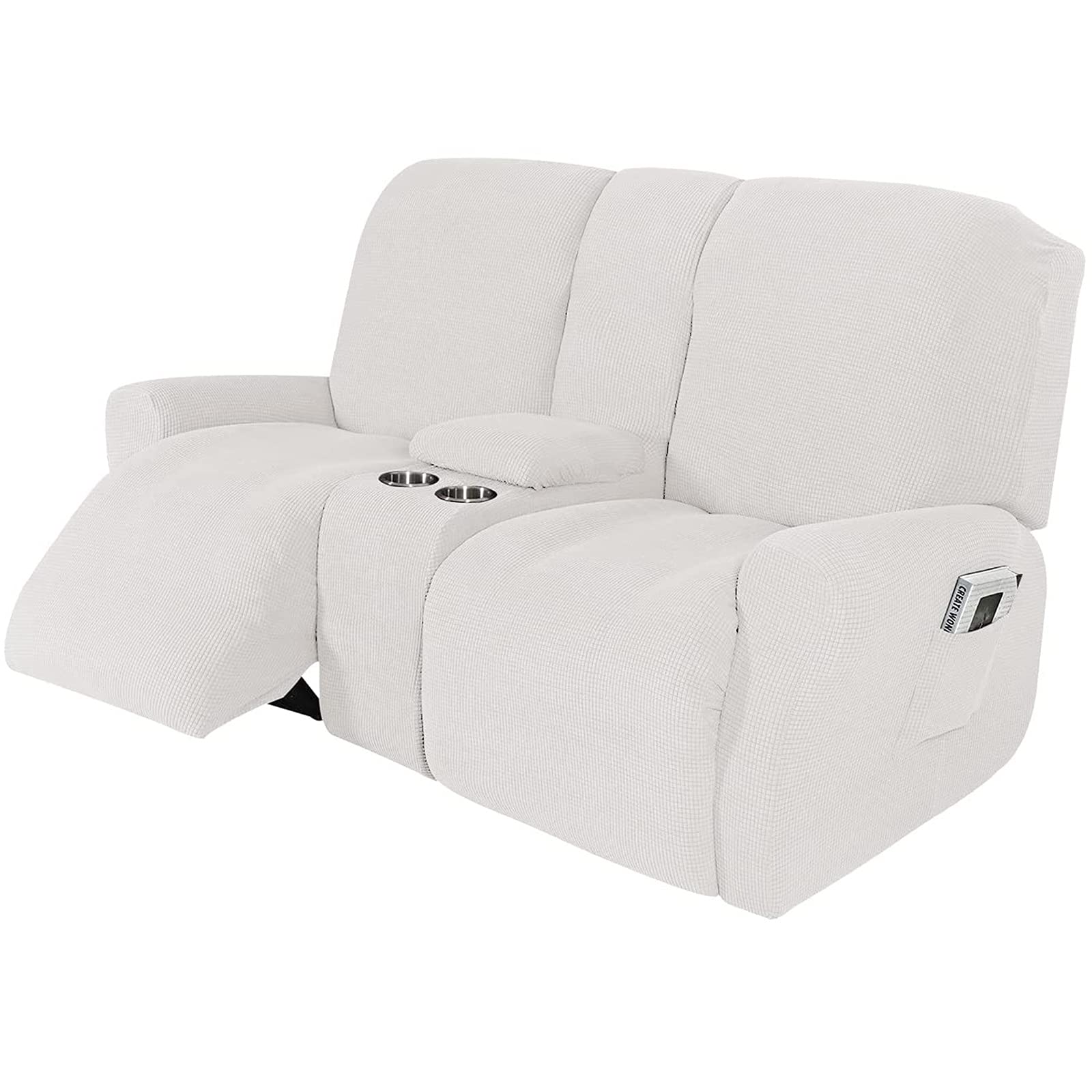 Recliner Sofa Slipcover, with Cup Holders - Furniture Protector Cover for 2-3 Seater Reclining Sofa with Console - Sofa Cover